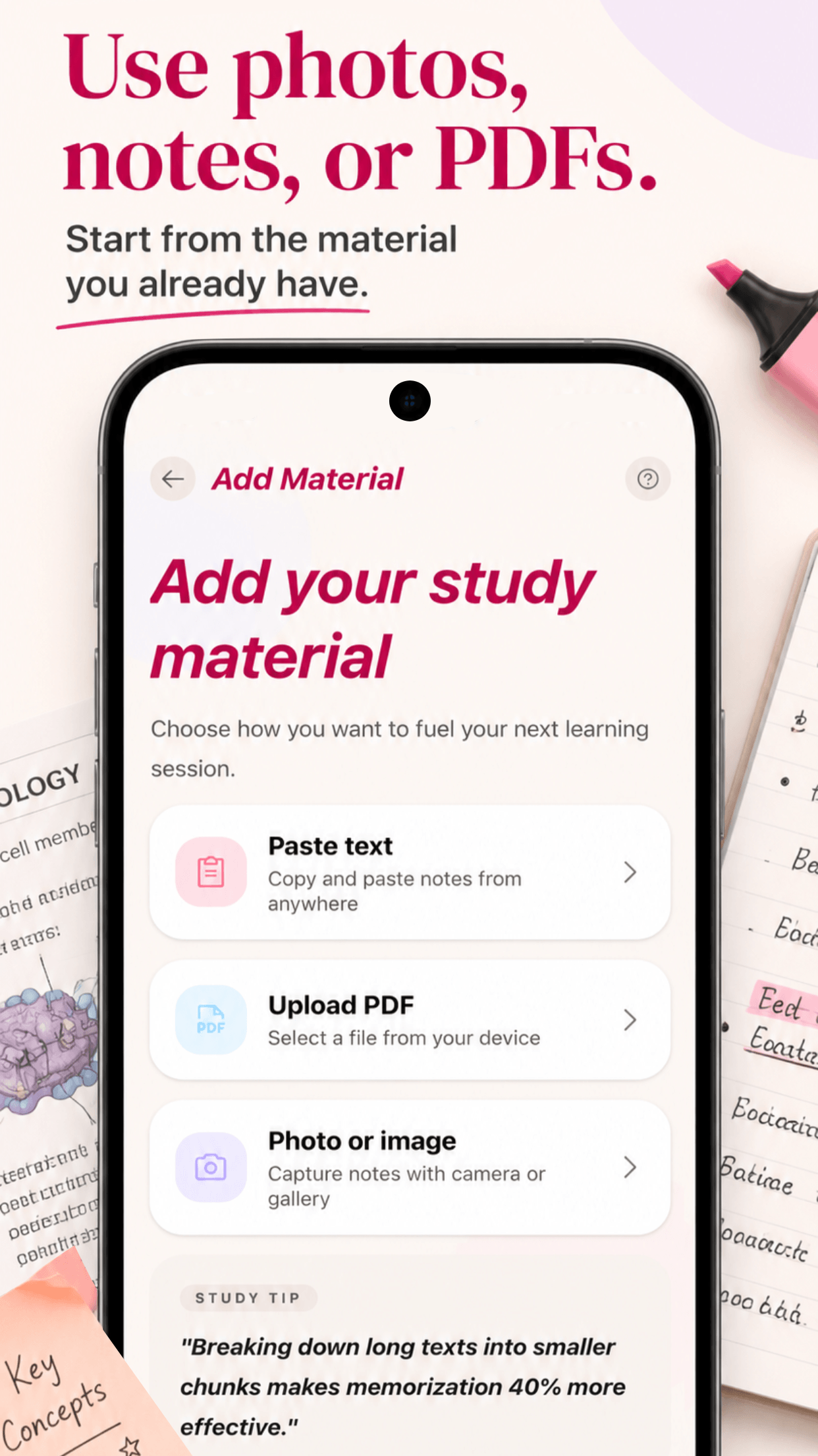 Snap or upload study material